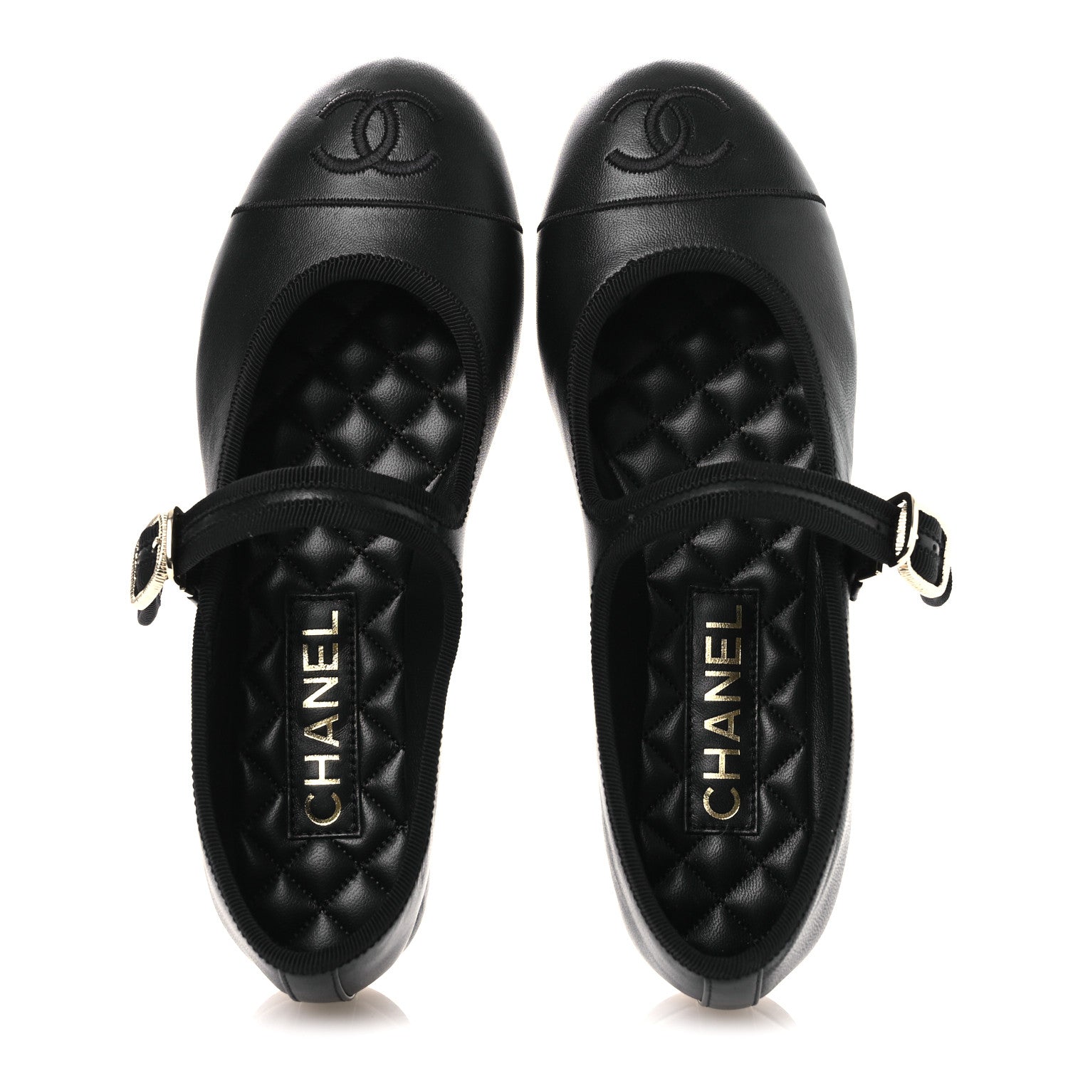 Lambskin Mary Jane Flats 37 Black