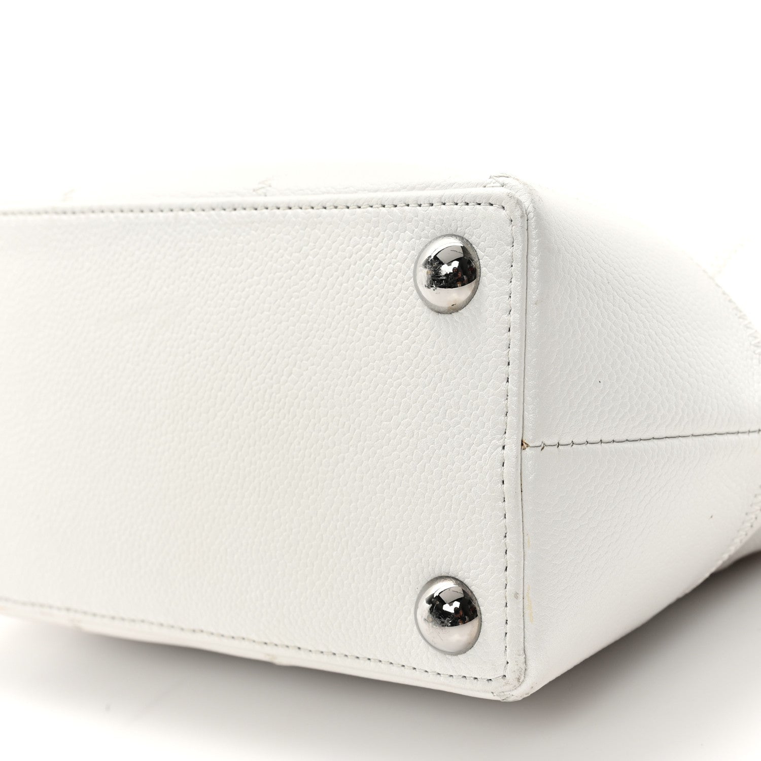 Chanel Caviar Square Stitched Bag White