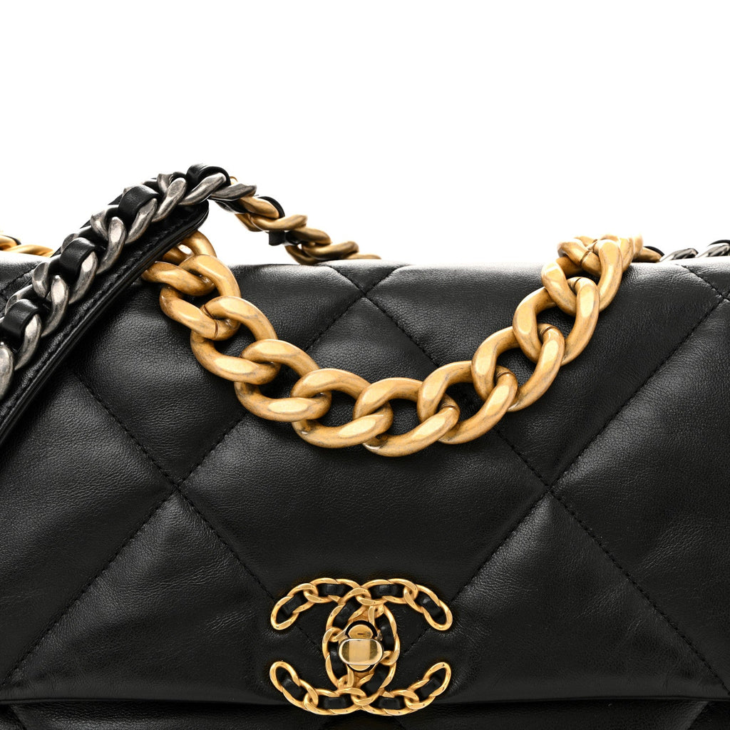 Chanel Lambskin Quilted Large Chanel 19 Flap Black