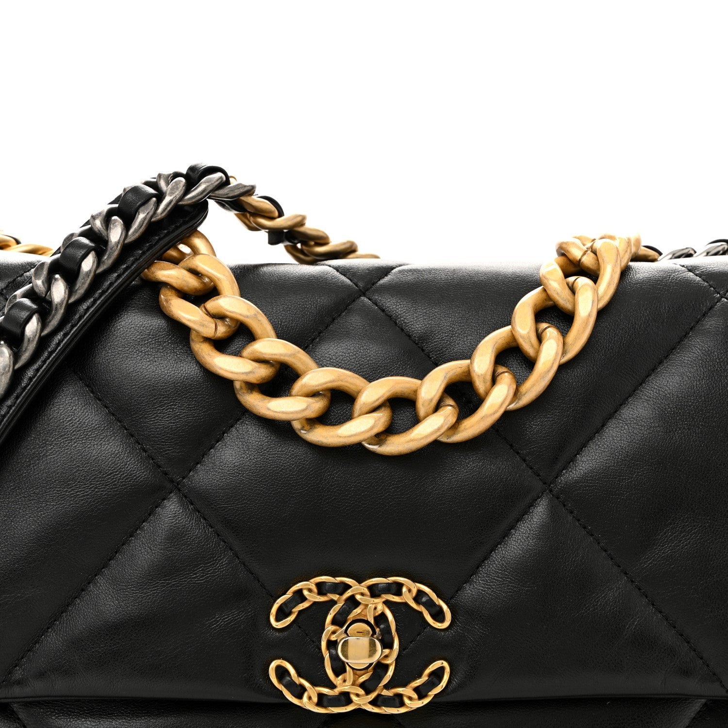 Chanel Lambskin Quilted Large Chanel 19 Flap Black