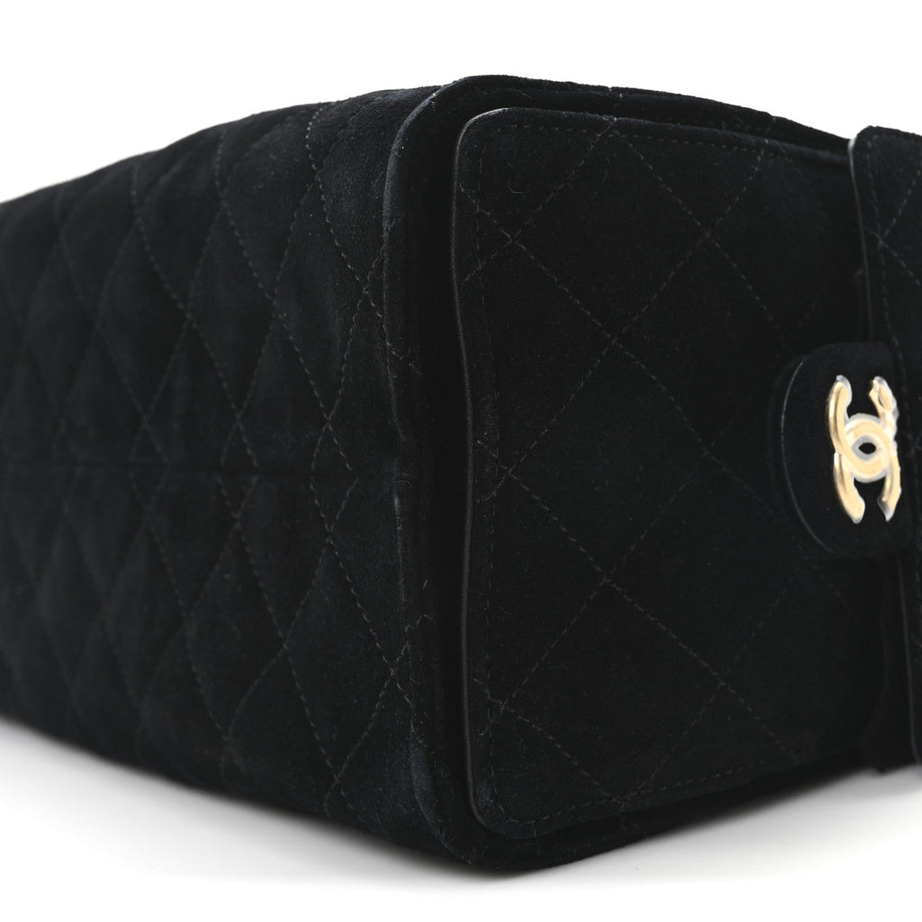 Chanel Suede Quilted Small Chanel 25 Handbag Black