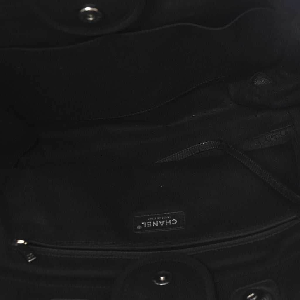 Chanel Canvas Pearl Medium Deauville Tote Black