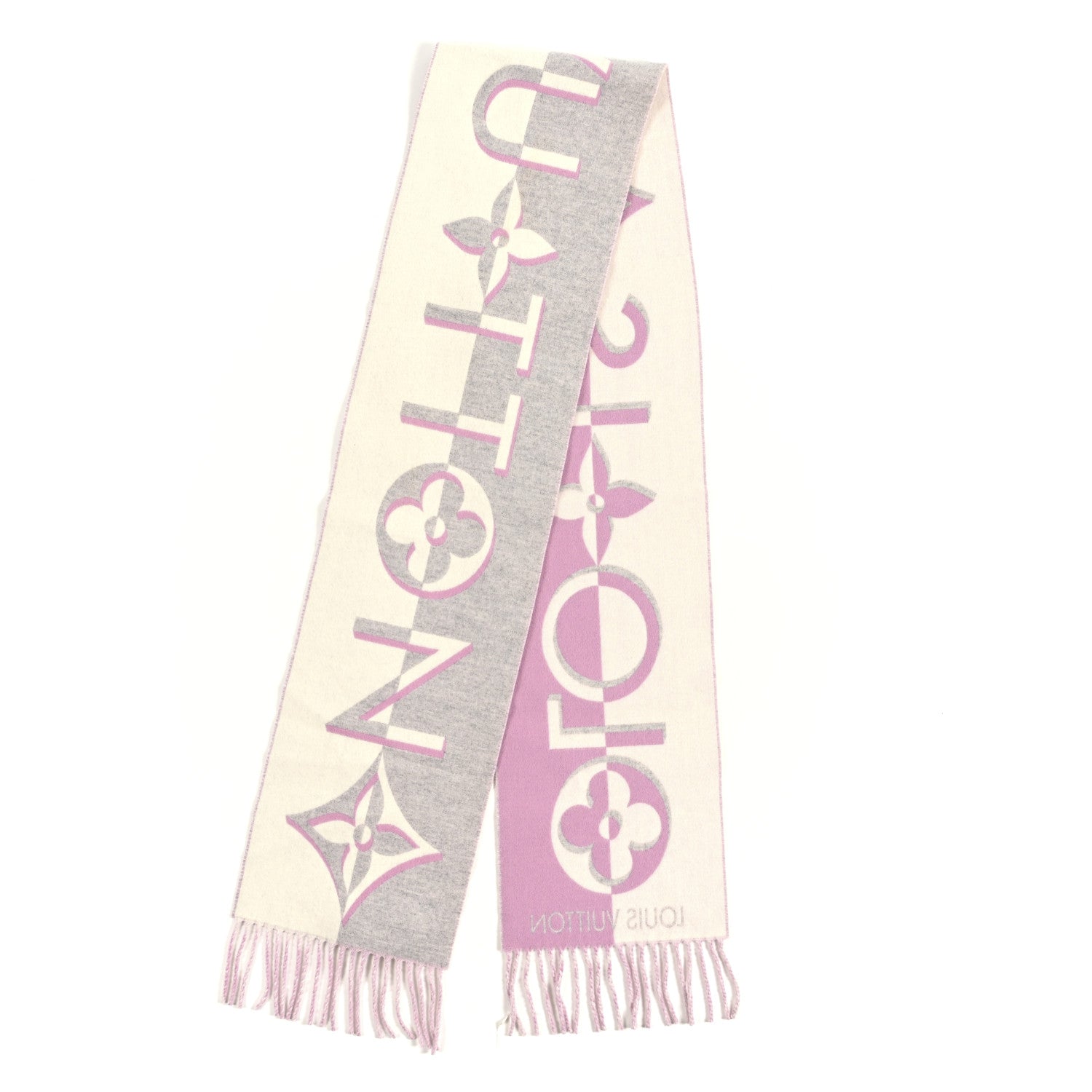Louis Vuitton Cashmere Monogram Gradient Reykjavik Scarf Light Pink
