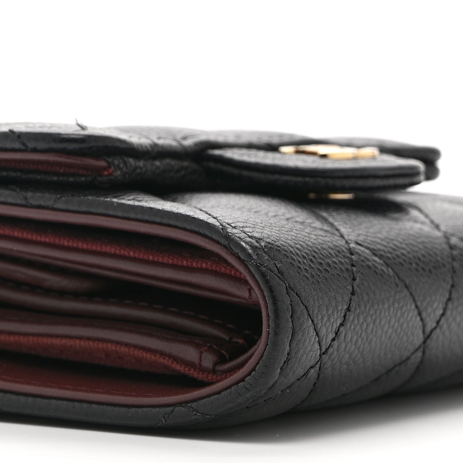 Caviar Quilted Compact Flap Wallet Black