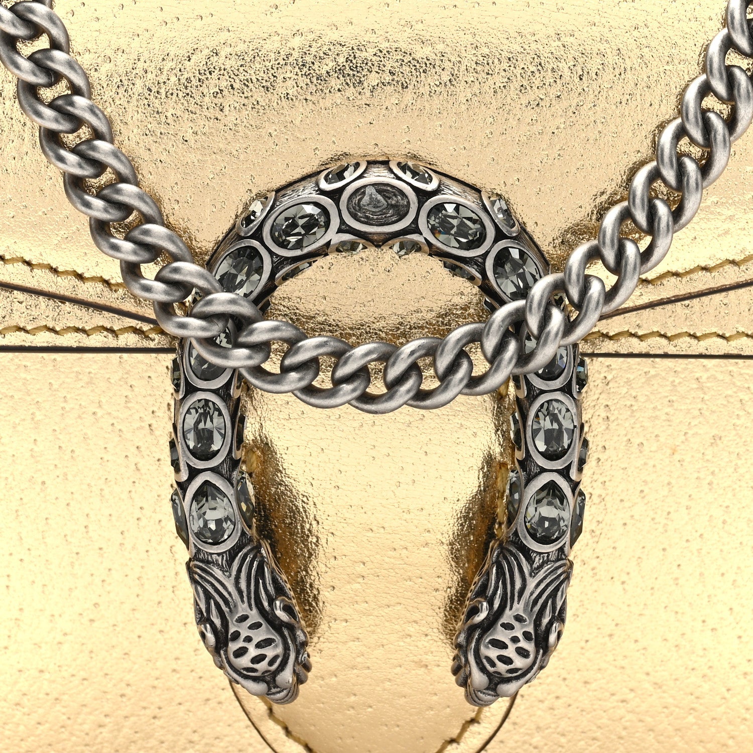 Gucci Metallic Calfskin Super Mini Dionysus Shoulder Bag Gold