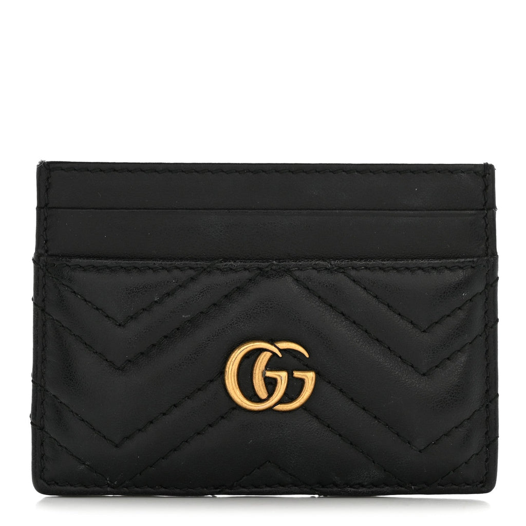 Gucci Calfskin Matelasse GG Marmont Card Holder Black