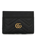 Gucci Calfskin Matelasse GG Marmont Card Holder Black