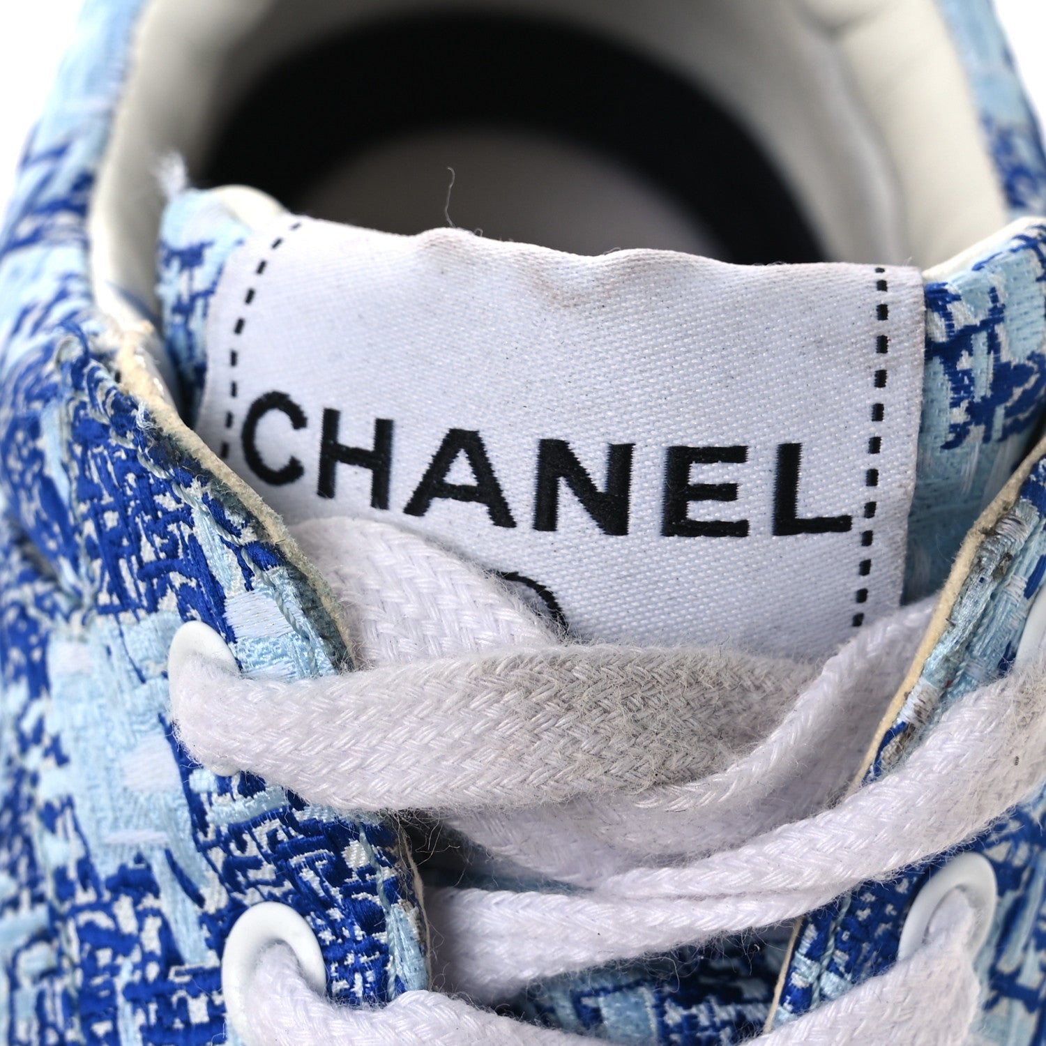 Chanel Tweed CC Sneakers 36.5 Blue White