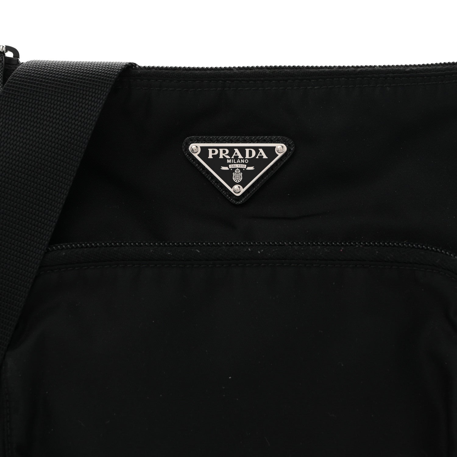 Prada Tessuto Nylon Saffiano Flat Messenger Bag Black