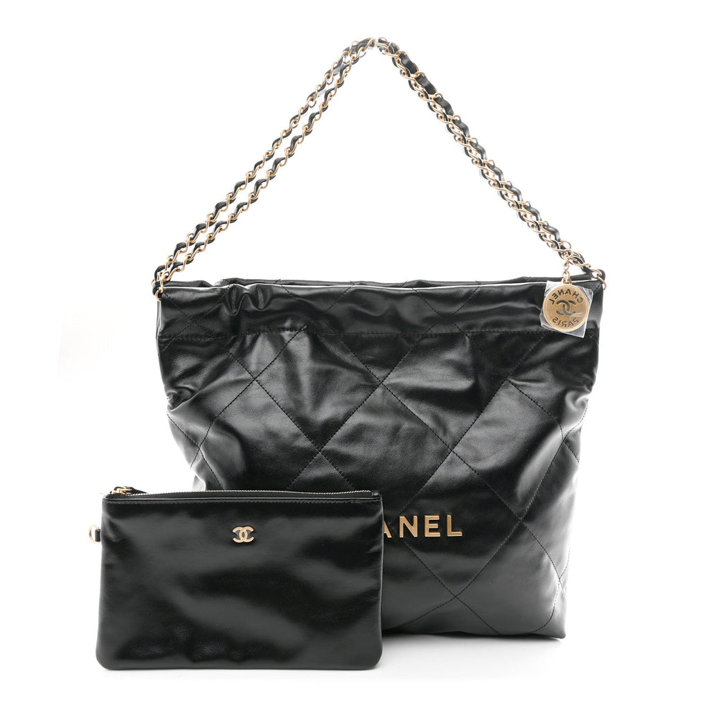Chanel Shiny Calfskin Quilted Small Chanel 22 Black
