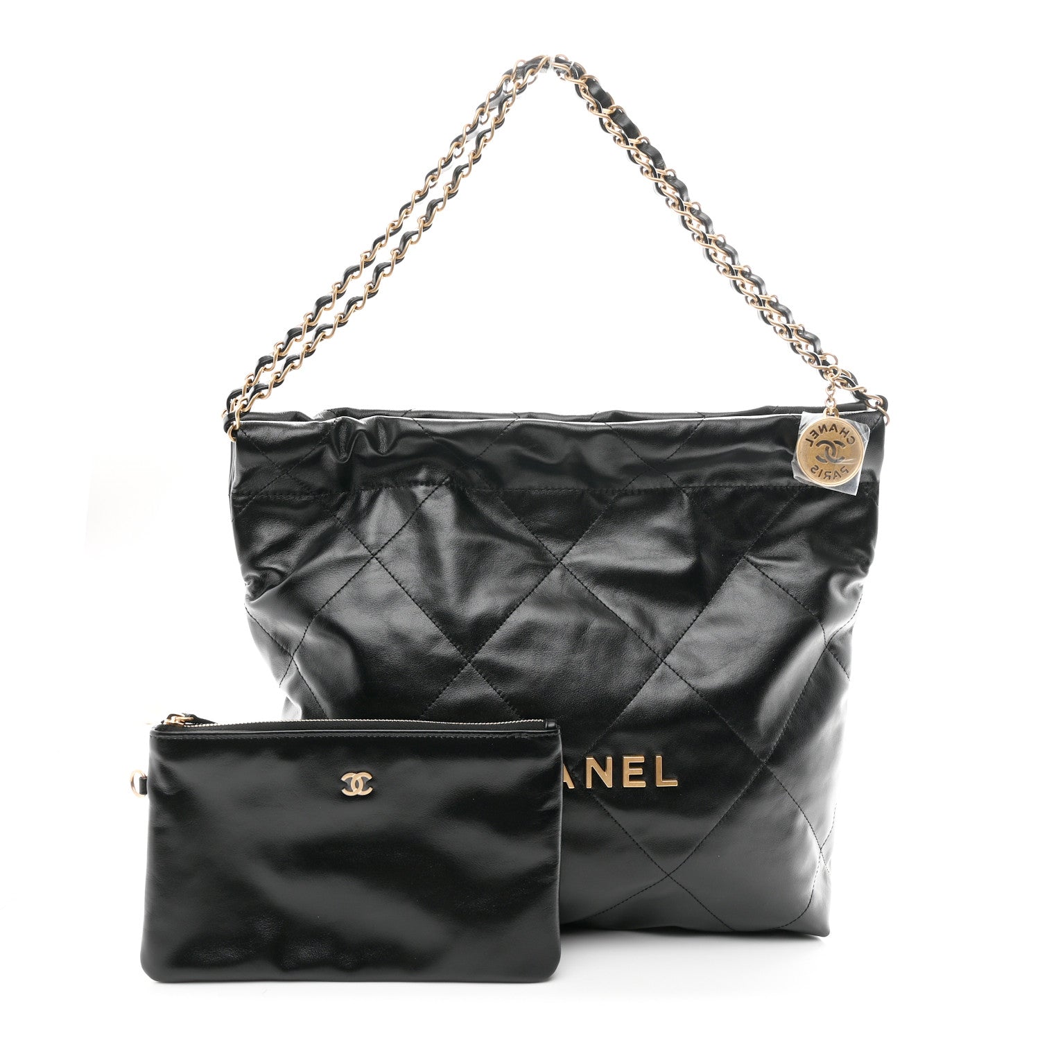 Chanel Shiny Calfskin Quilted Small Chanel 22 Black