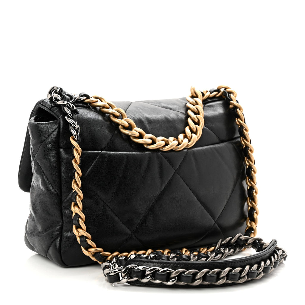 Chanel Goatskin Quilted Medium Chanel 19 Flap Black