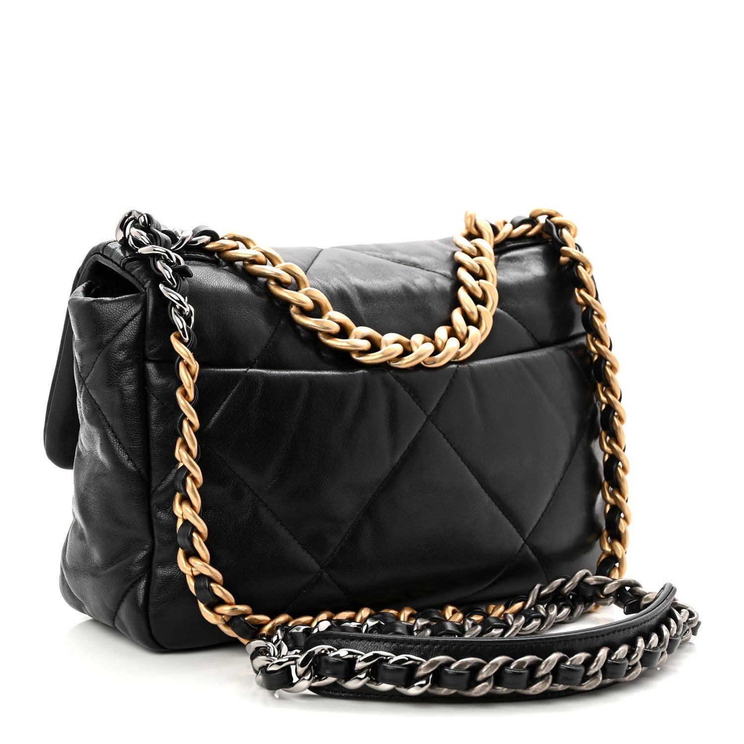 Chanel Goatskin Quilted Medium Chanel 19 Flap Black
