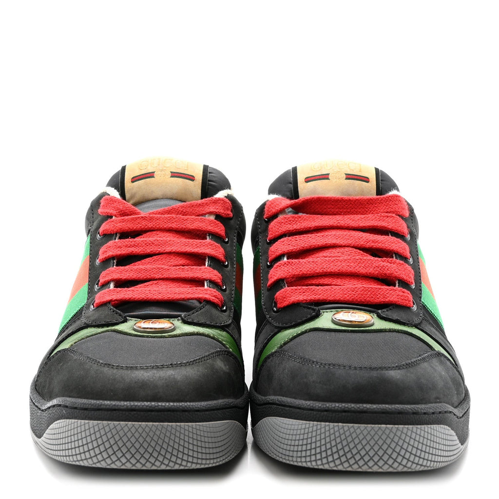 Gucci Calfskin Nylon GG Monogram Calfskin Web Mens Screener Sneakers 8 Black