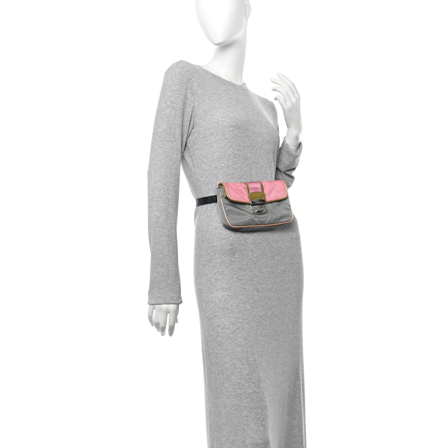 Prada Nylon Vernice Belt Bag Pink Gray