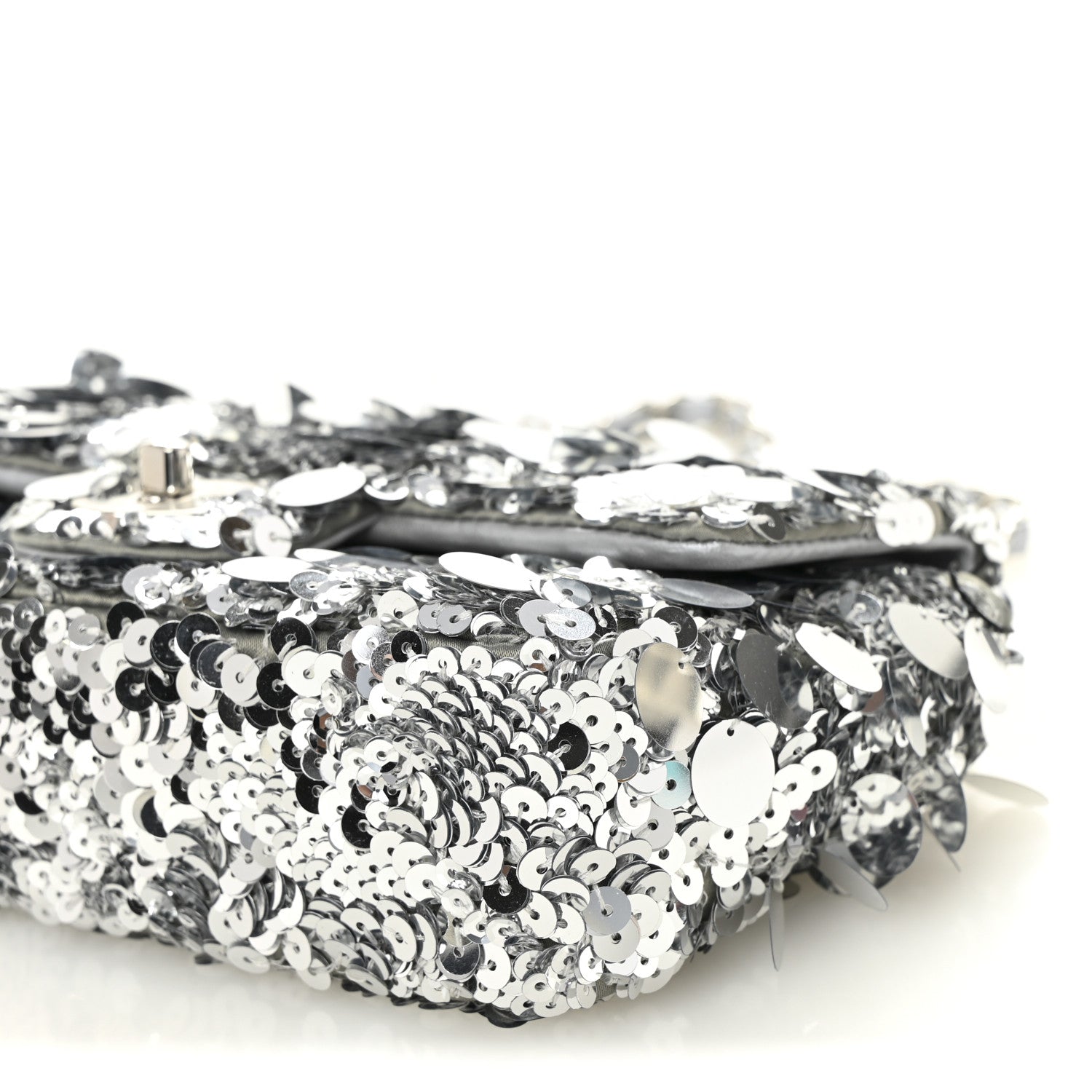 Chanel Sequin Mini Rectangular Flap Silver