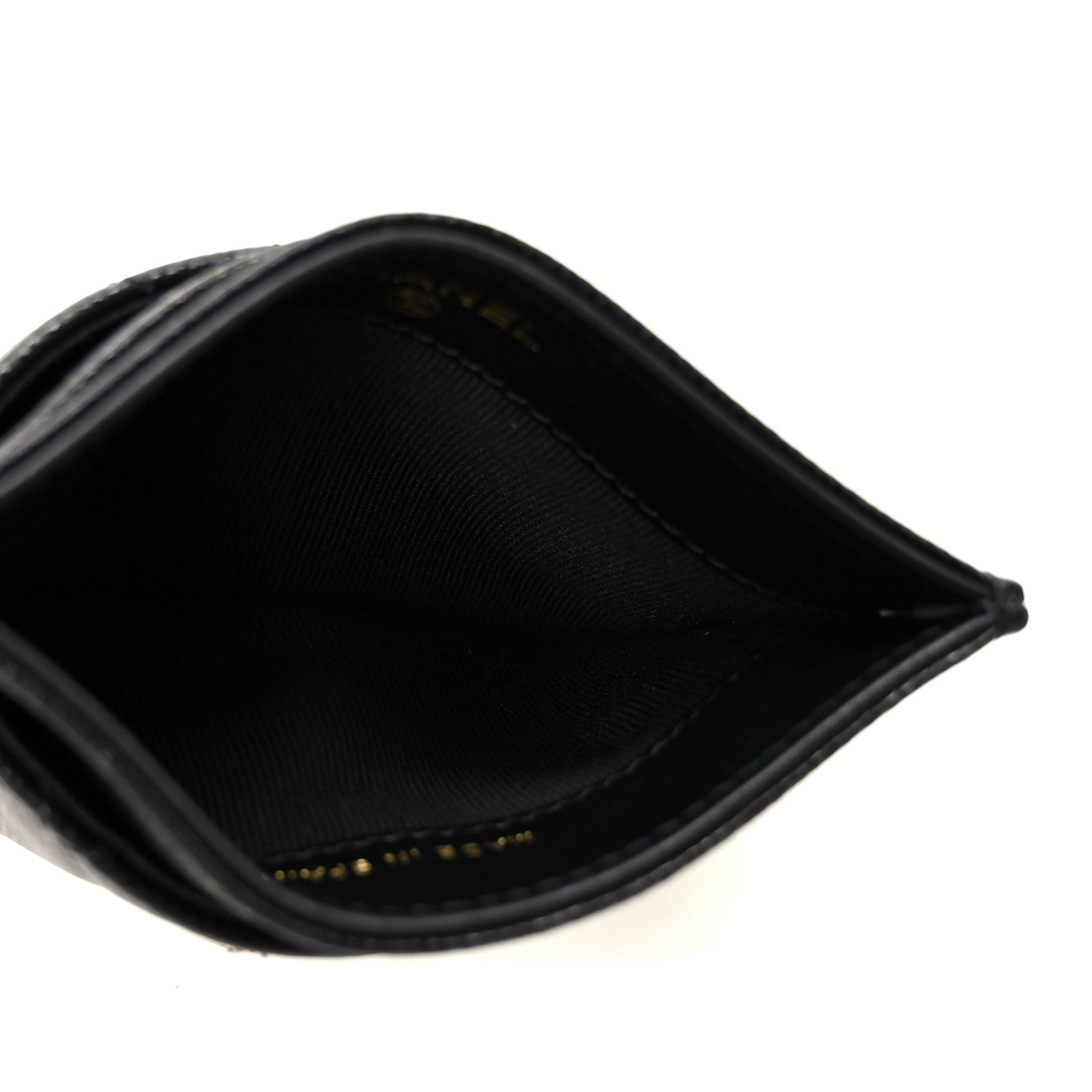 Caviar Quilted Crystal Card Holder Black
