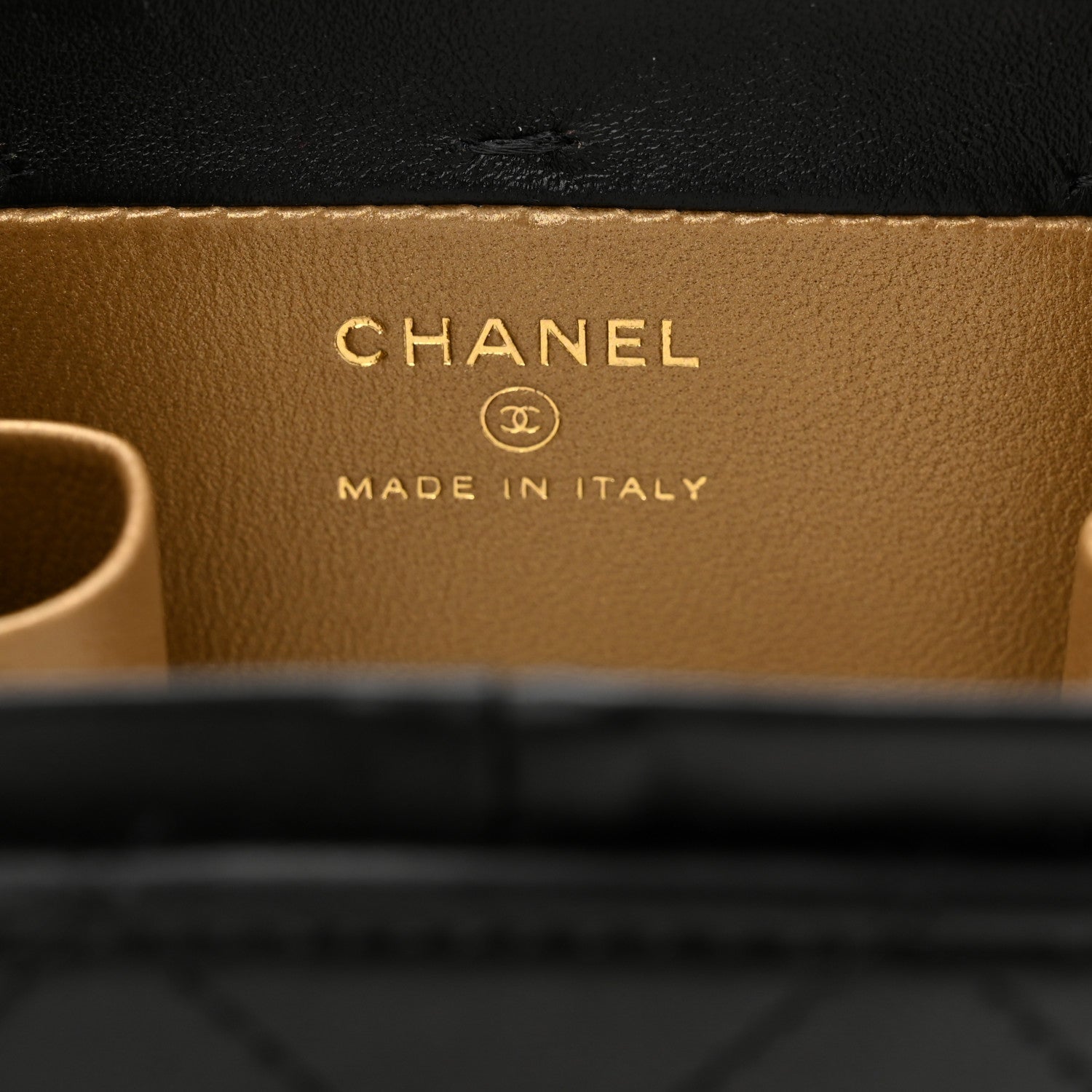 Chanel Lambskin Quilted Vanity Clutch With Chain  Black