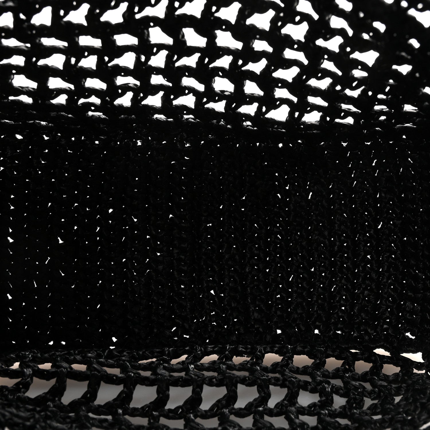 Prada Yarn Raffia Effect Crochet Logo Embroidered Small Tote Bag Black