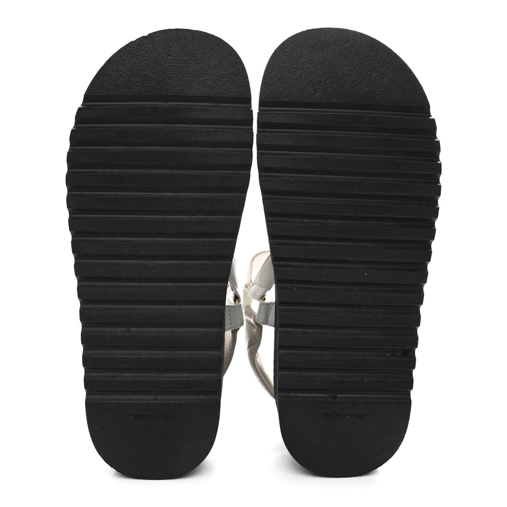 Lambskin Quilted CC Logo Platform Sandals 38 Black White Pink