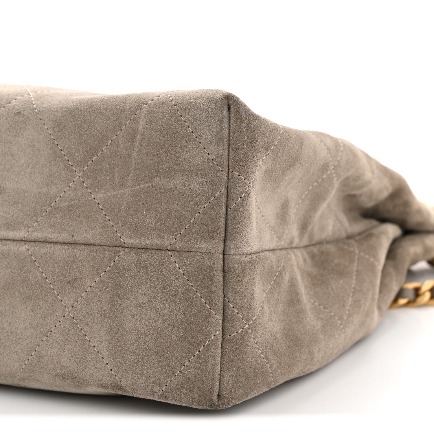 Chanel Suede Calfskin Lambskin Quilted Maxi Hobo Grey