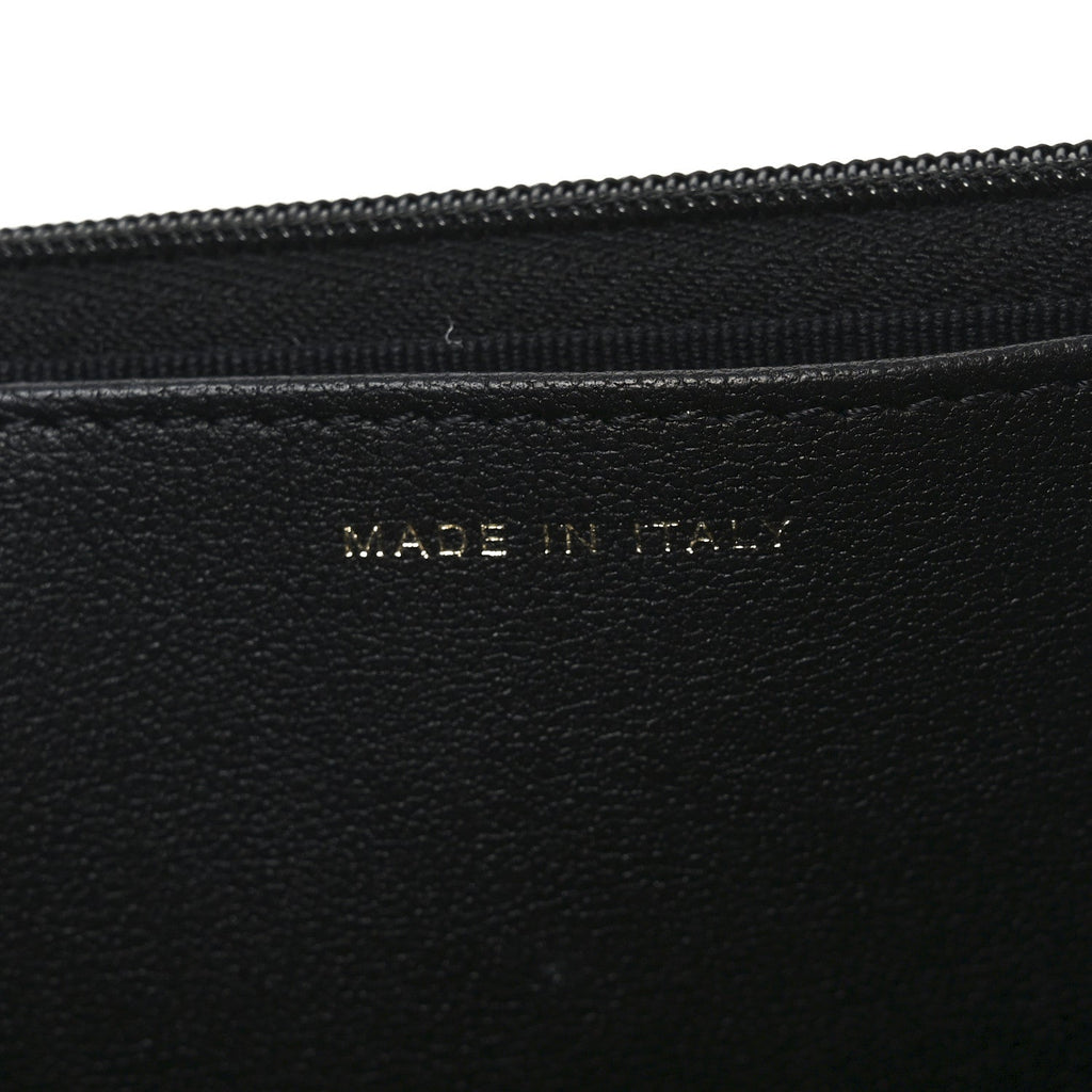 Chanel Lambskin Quilted Crystal Handle Wallet On Chain WOC Black