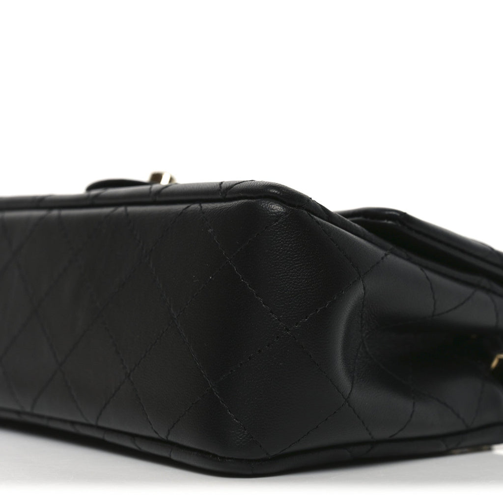 Chanel Lambskin Quilted Mini Rectangular Flap Black