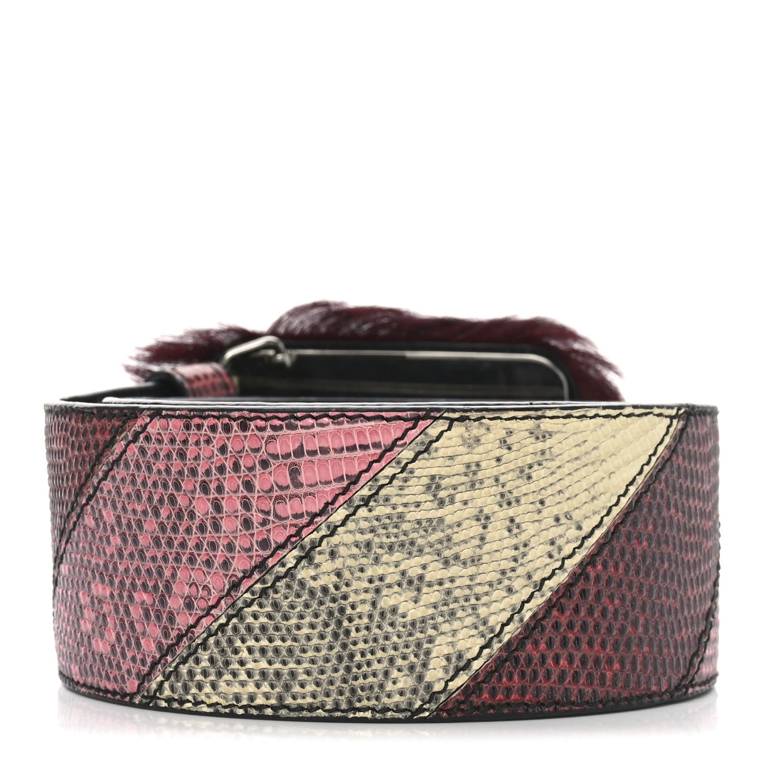 Prada Snakeskin Fur Belt 80 32 Cherry Bego