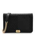 Chanel Lambskin Chevron Boy Wallet On Chain WOC Black