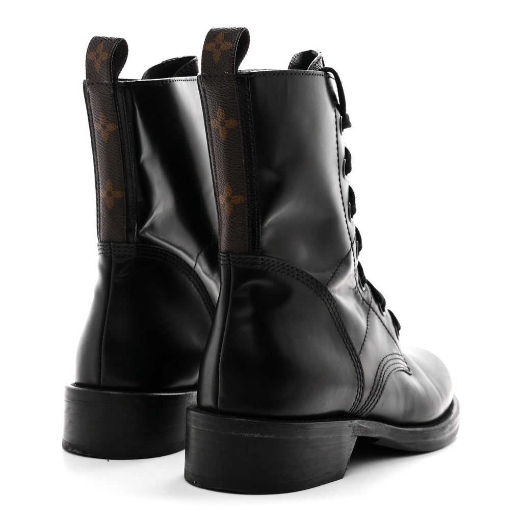 Louis Vuitton Calfskin Monogram Metropolis Flat Ranger Boots 39 Black