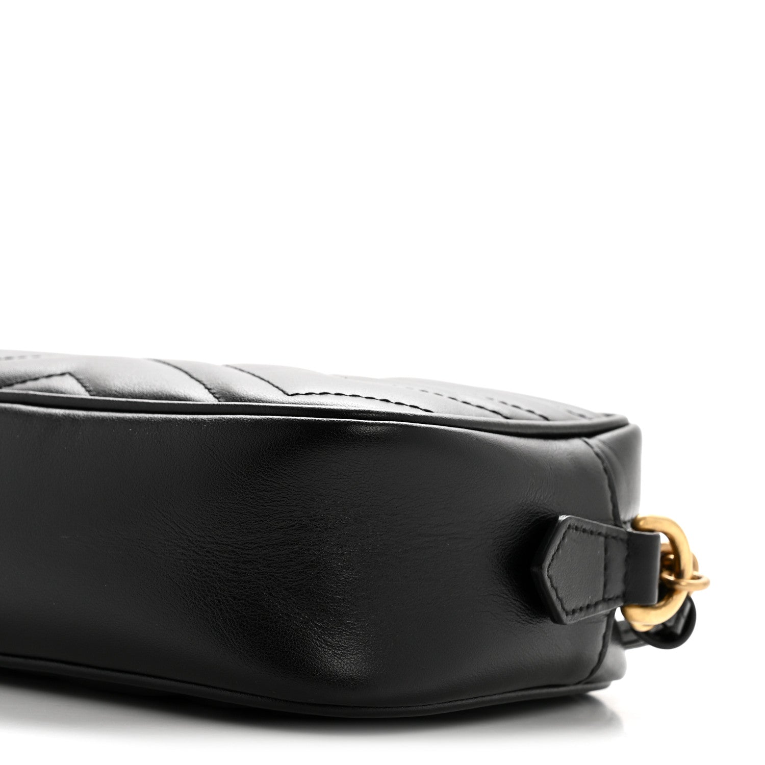Gucci Calfskin Matelasse Mini GG Marmont Chain Shoulder Bag Black
