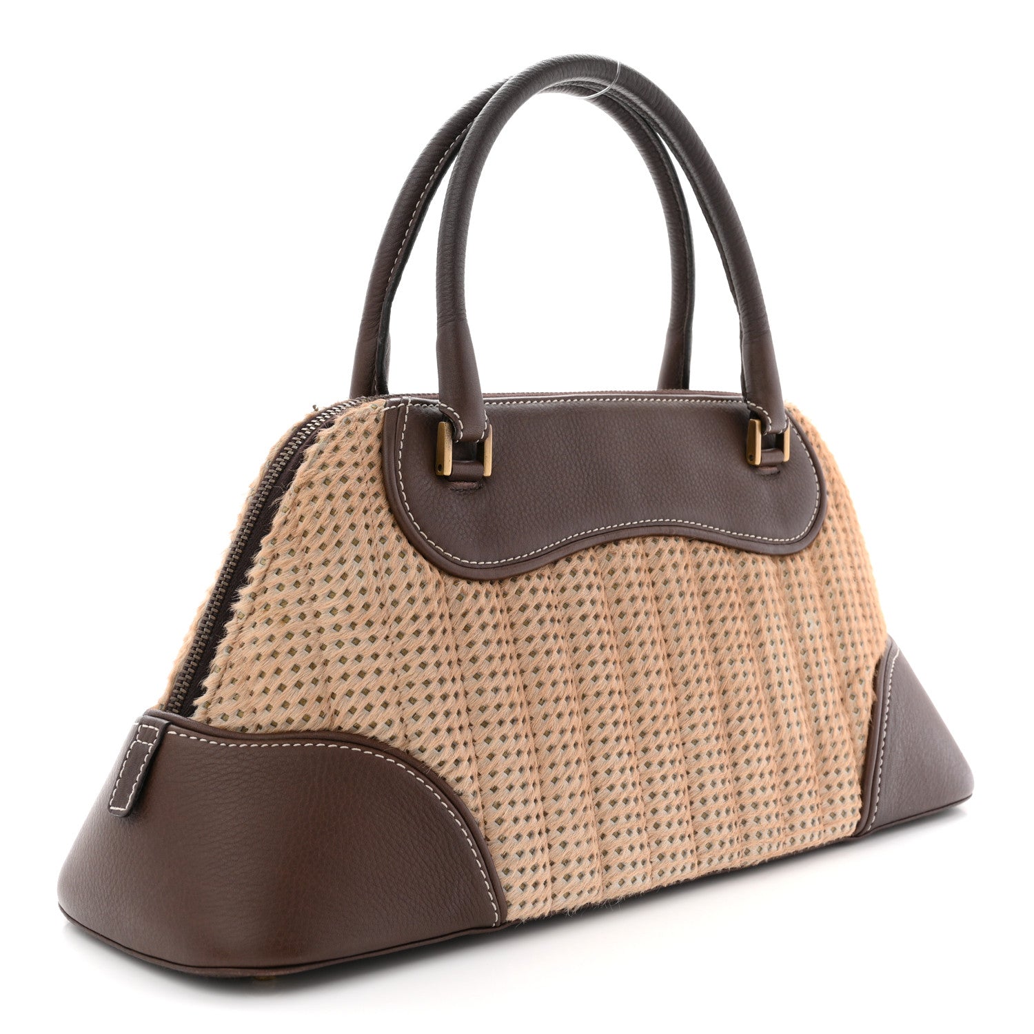 Christian Dior Pony Hair Calfskin Cadillac Tote Brown