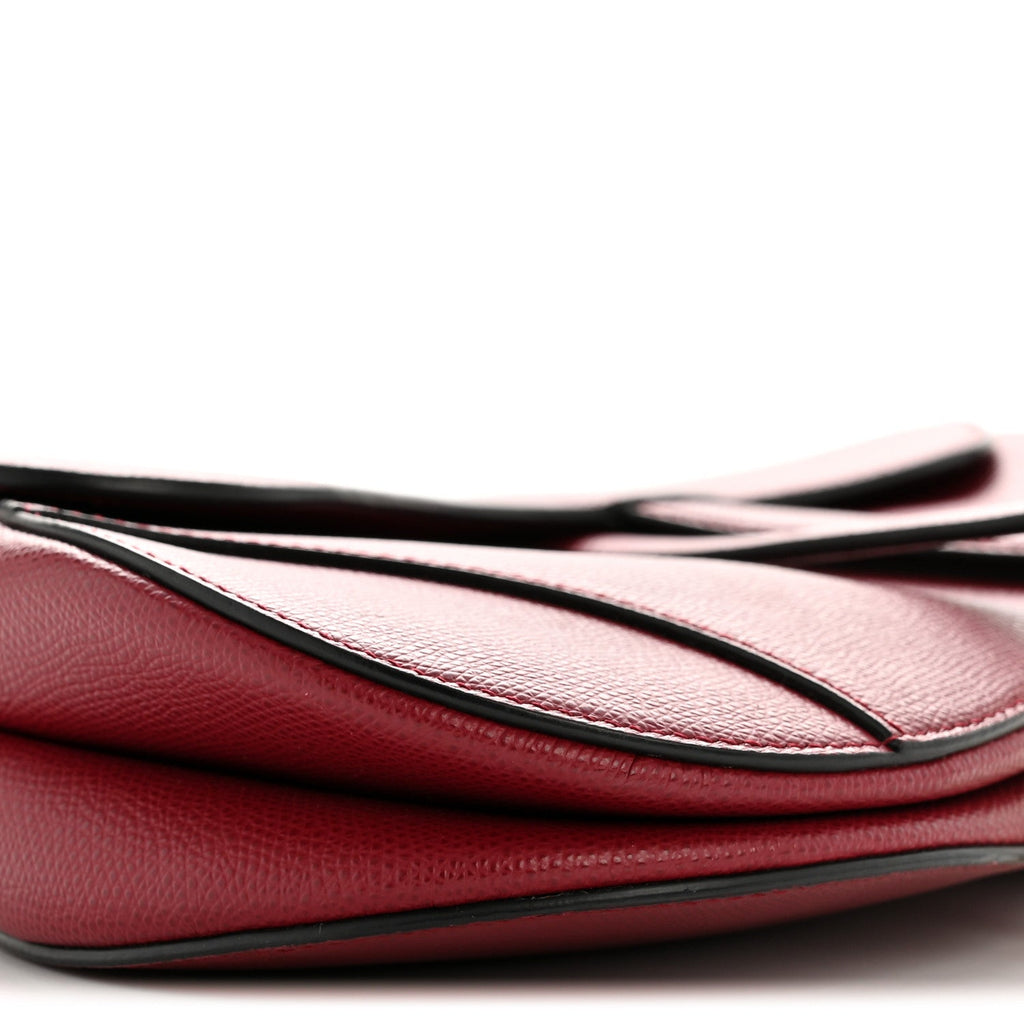 Christian Dior Grained Calfskin Saddle Bag Red