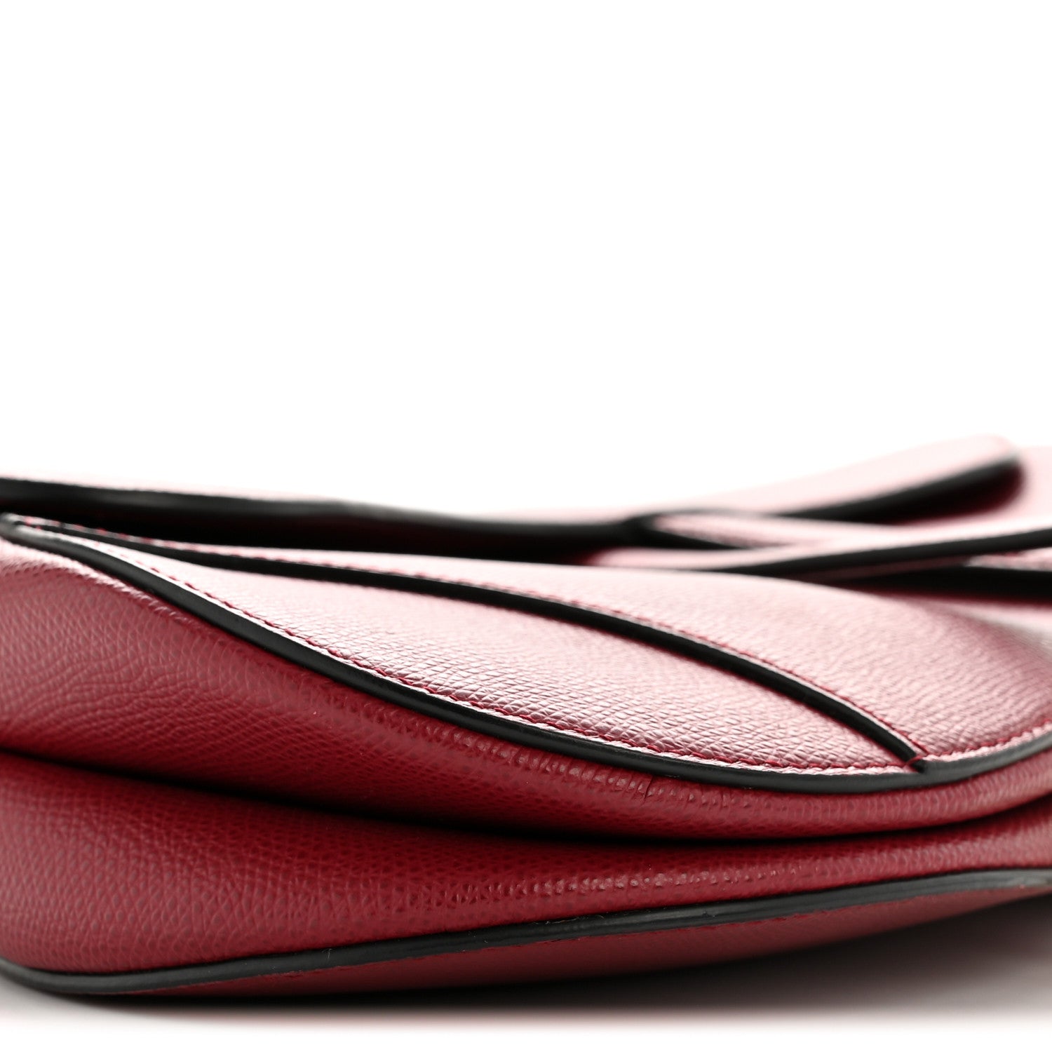 Christian Dior Grained Calfskin Saddle Bag Red