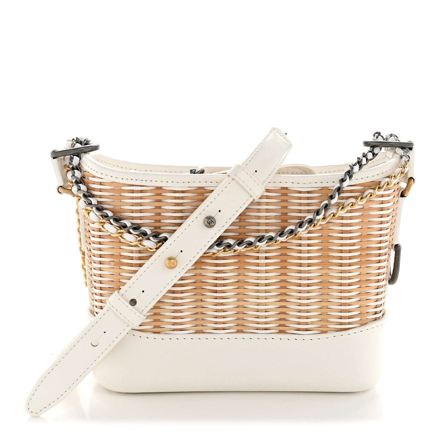 Chanel Rattan Calfskin Small Gabrielle Hobo Beige Ivory