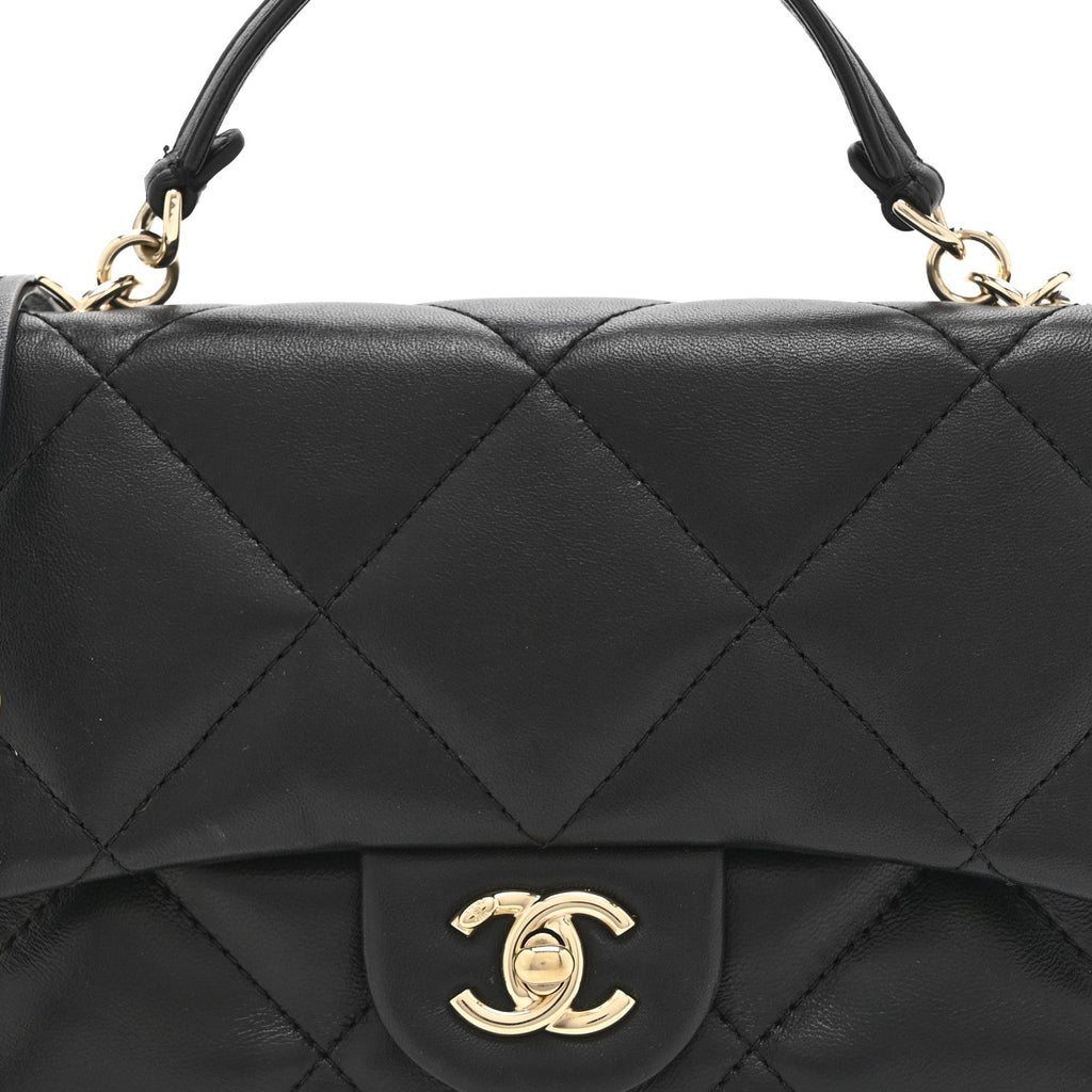 Chanel Lambskin Quilted Small Easy Carry Flap Black