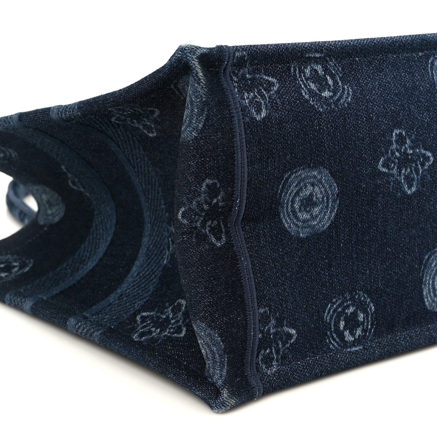 Christian Dior Denim Flowers Embroidered Medium Book Tote Blue