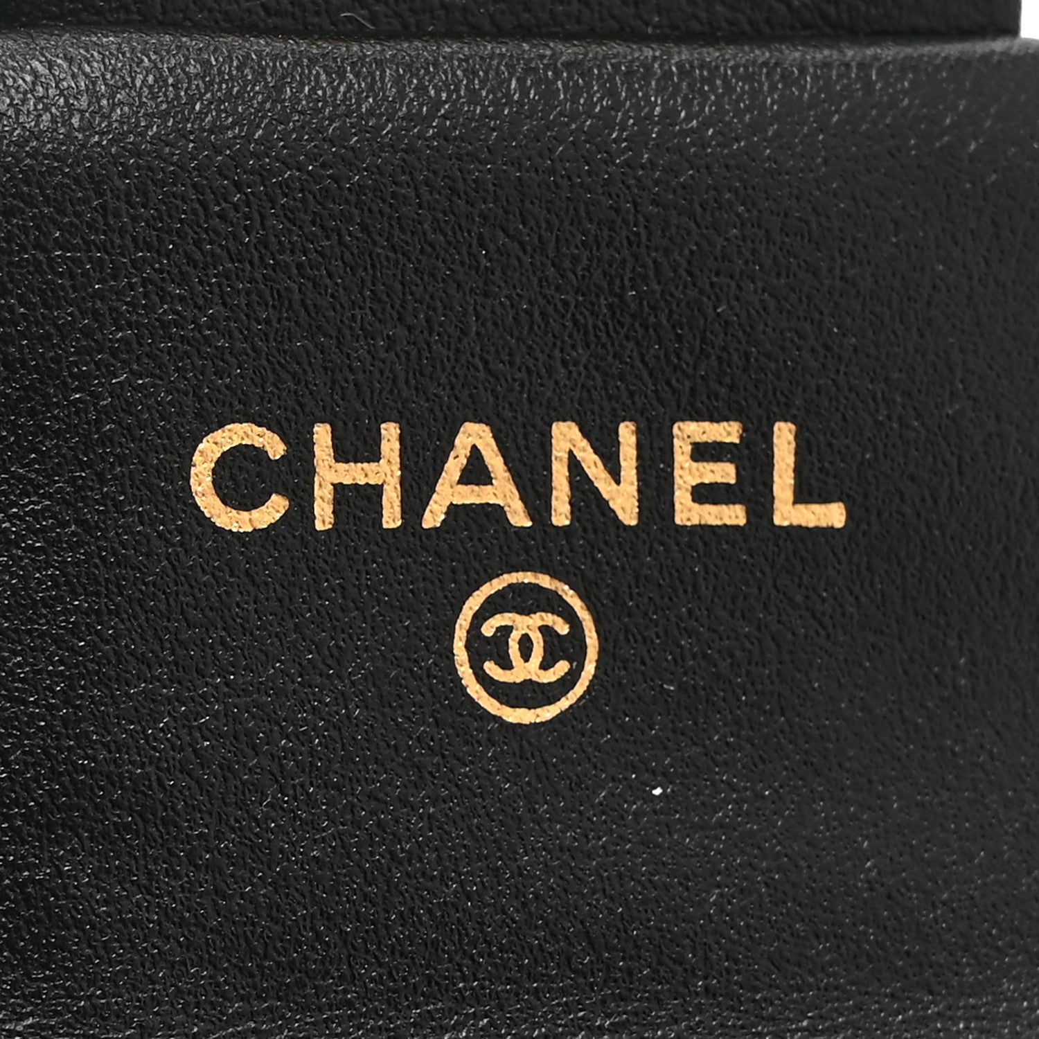 Chanel Calfskin Quilted Lady Handle Flap Card Holder With Chain Black