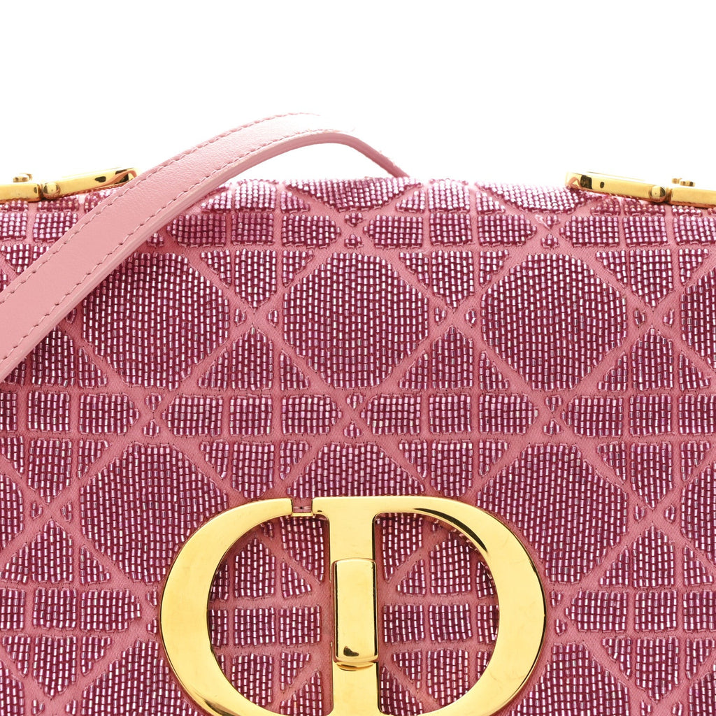 Christian Dior Calfskin Beaded Small Caro Bag Pink