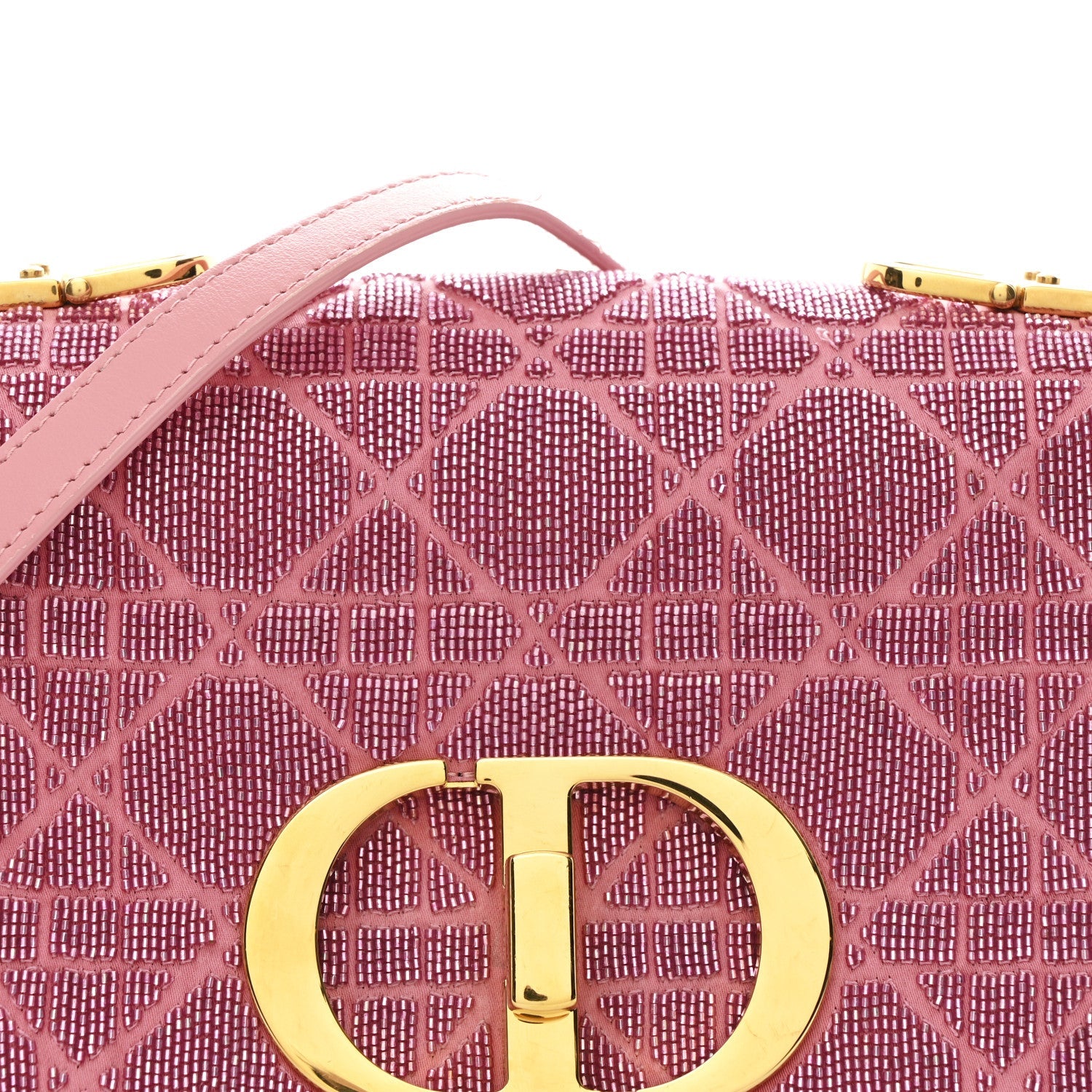 Christian Dior Calfskin Beaded Small Caro Bag Pink