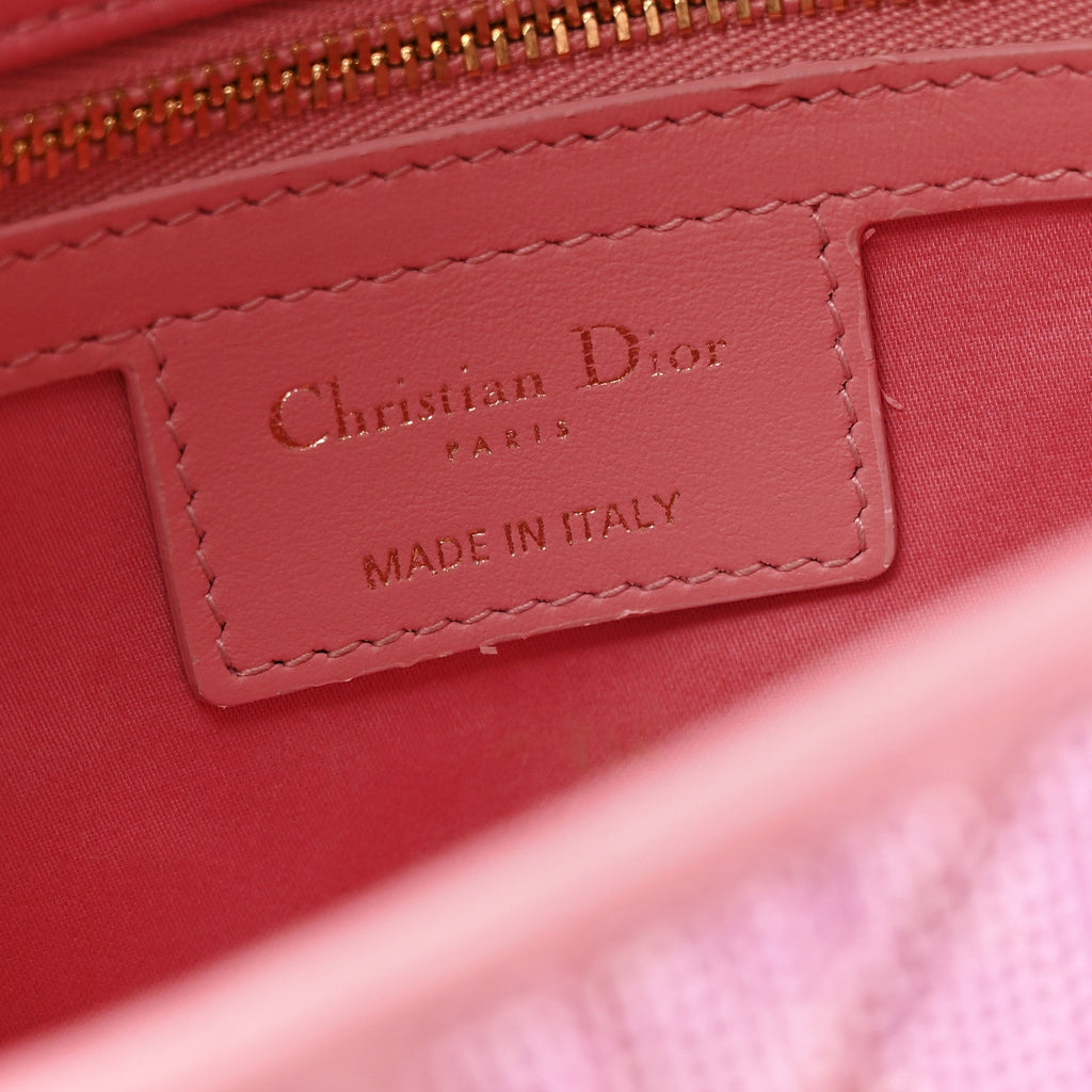 Christian Dior Calfskin Beaded Small Caro Bag Pink