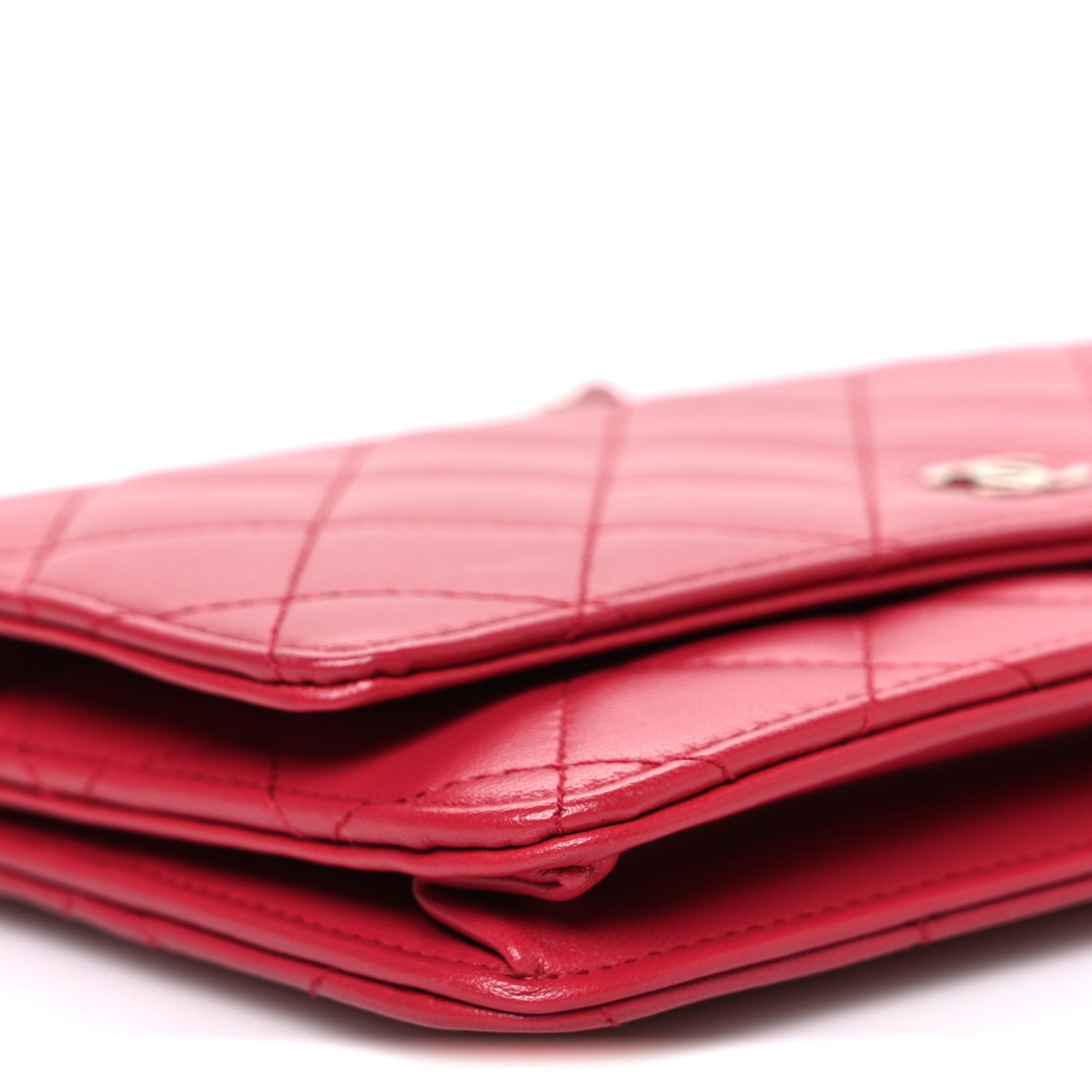 Chanel Lambskin Quilted Wallet On Chain WOC Dark Pink