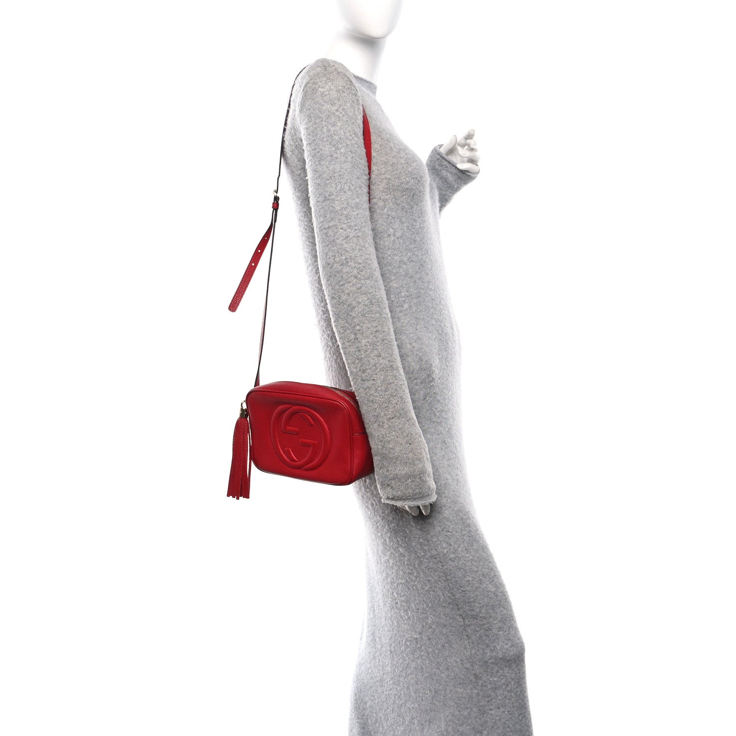 Gucci Pebbled Calfskin Small Soho Disco Bag Tabasco Red