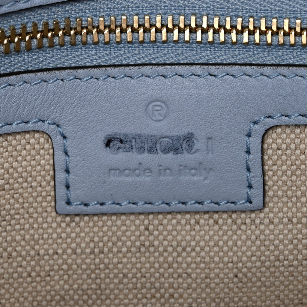Gucci Roxy Calfskin Medium Blondie Top Handle Bag Cloudy Blue