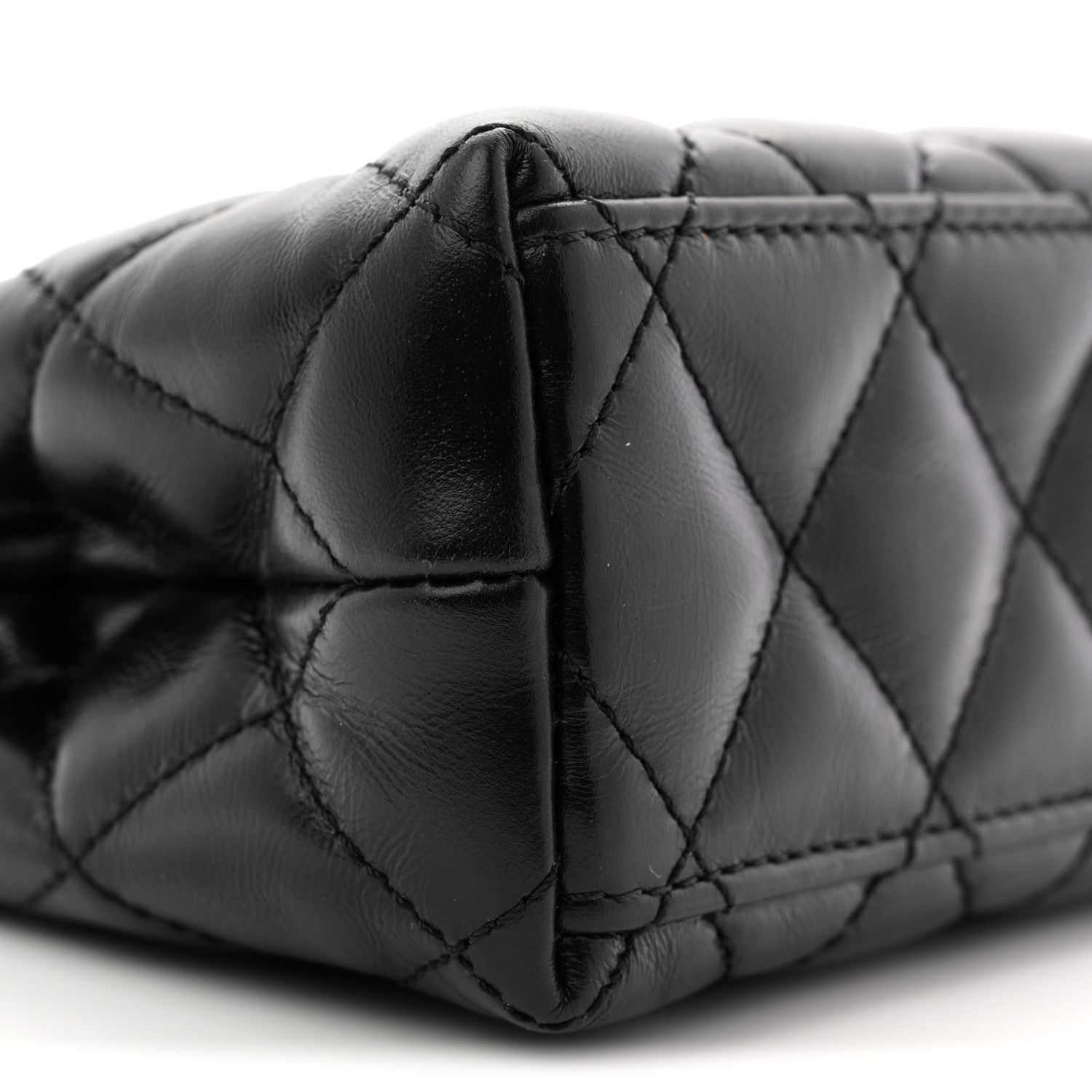 Chanel Shiny Aged Calfskin Quilted Nano Kelly Shopper Black