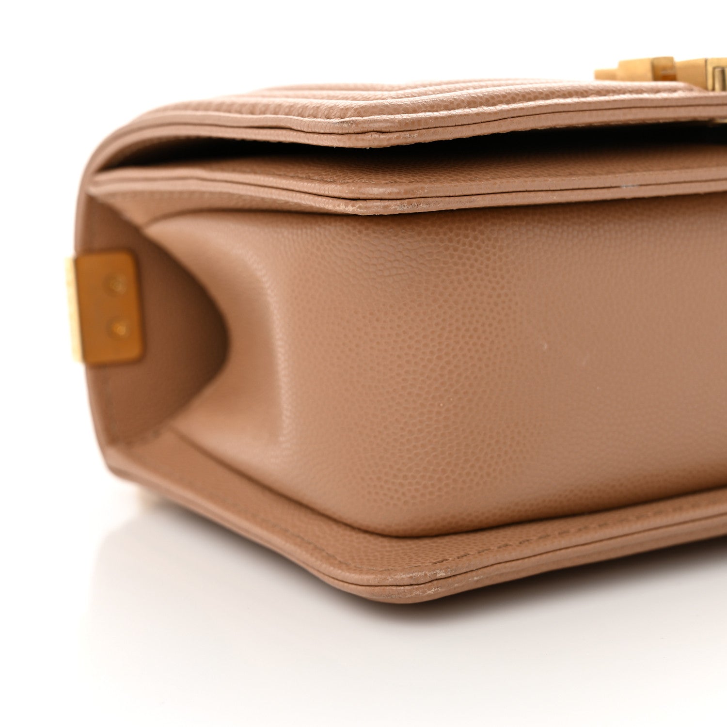 Chanel Caviar Quilted Small Top Handle Boy Flap Beige