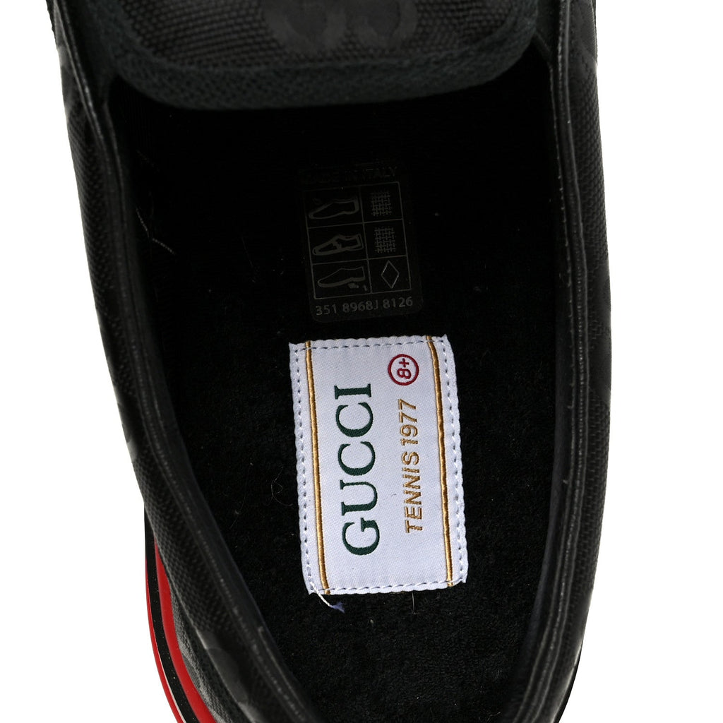 Gucci GG Nylon Mens 1977 Tennis Slip On Sneakers 8.5 Black