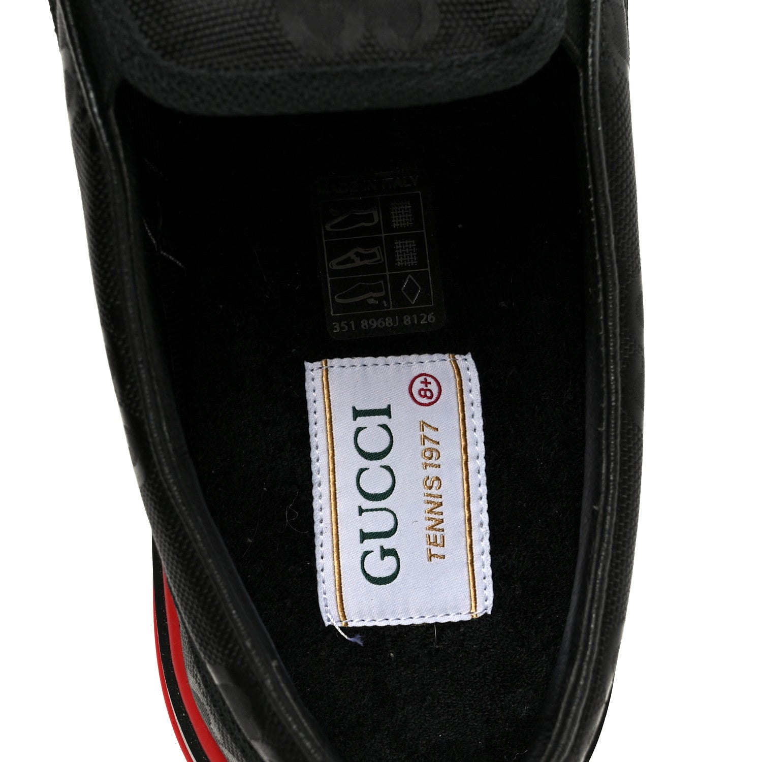 Gucci GG Nylon Mens 1977 Tennis Slip On Sneakers 8.5 Black