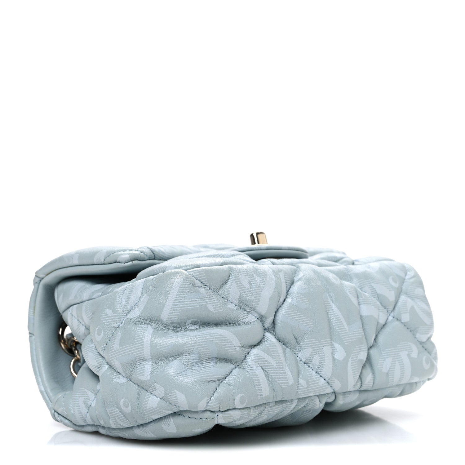 Chanel Lambskin Quilted Printed CC Mini Square Flap Light Blue