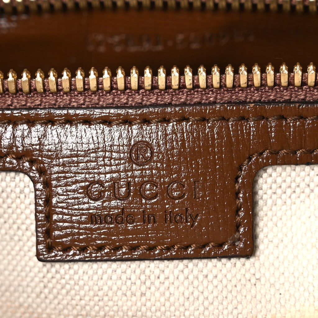 Gucci GG Supreme Monogram Azalea Calfskin Retro Interlocking G Messenger Shoulder Bag Beige Ebony Brown Sugar